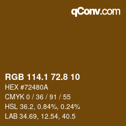 Code couleur: RGB 114.1 72.8 10 | qconv.com