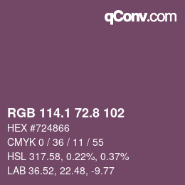 カラーコード: RGB 114.1 72.8 102 | qconv.com