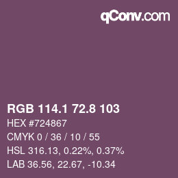 カラーコード: RGB 114.1 72.8 103 | qconv.com