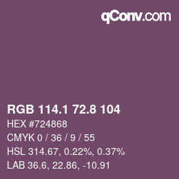 カラーコード: RGB 114.1 72.8 104 | qconv.com
