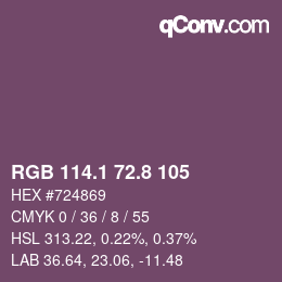 カラーコード: RGB 114.1 72.8 105 | qconv.com