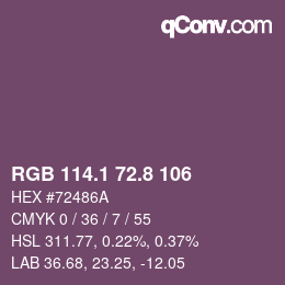 カラーコード: RGB 114.1 72.8 106 | qconv.com