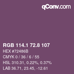 カラーコード: RGB 114.1 72.8 107 | qconv.com