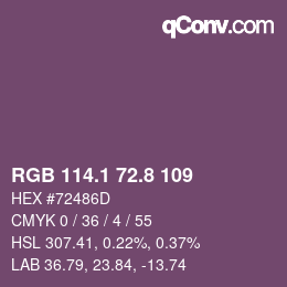 カラーコード: RGB 114.1 72.8 109 | qconv.com