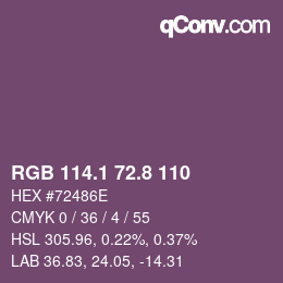 カラーコード: RGB 114.1 72.8 110 | qconv.com