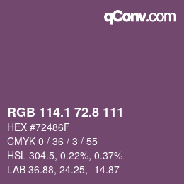 Color code: RGB 114.1 72.8 111 | qconv.com