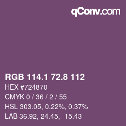 Color code: RGB 114.1 72.8 112 | qconv.com