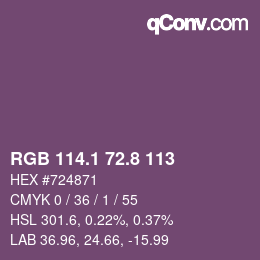 カラーコード: RGB 114.1 72.8 113 | qconv.com