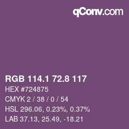Color code: RGB 114.1 72.8 117 | qconv.com