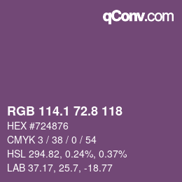 カラーコード: RGB 114.1 72.8 118 | qconv.com