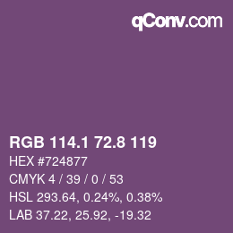 カラーコード: RGB 114.1 72.8 119 | qconv.com