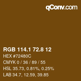Código de color: RGB 114.1 72.8 12 | qconv.com