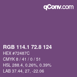 カラーコード: RGB 114.1 72.8 124 | qconv.com