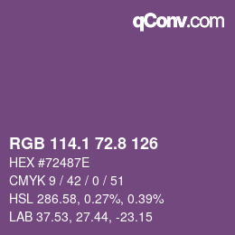 カラーコード: RGB 114.1 72.8 126 | qconv.com