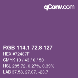 カラーコード: RGB 114.1 72.8 127 | qconv.com