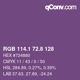 カラーコード: RGB 114.1 72.8 128 | qconv.com