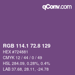 カラーコード: RGB 114.1 72.8 129 | qconv.com