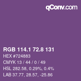カラーコード: RGB 114.1 72.8 131 | qconv.com