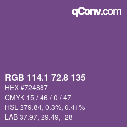 カラーコード: RGB 114.1 72.8 135 | qconv.com