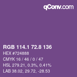 カラーコード: RGB 114.1 72.8 136 | qconv.com