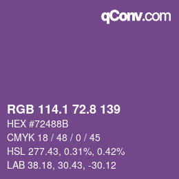 カラーコード: RGB 114.1 72.8 139 | qconv.com