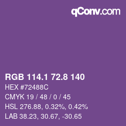 カラーコード: RGB 114.1 72.8 140 | qconv.com