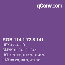 カラーコード: RGB 114.1 72.8 141 | qconv.com