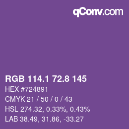 カラーコード: RGB 114.1 72.8 145 | qconv.com