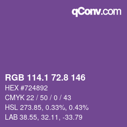 カラーコード: RGB 114.1 72.8 146 | qconv.com