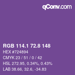 カラーコード: RGB 114.1 72.8 148 | qconv.com