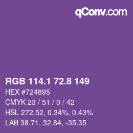 カラーコード: RGB 114.1 72.8 149 | qconv.com