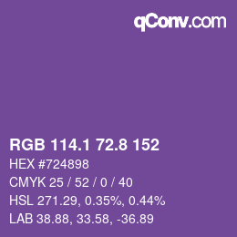 カラーコード: RGB 114.1 72.8 152 | qconv.com