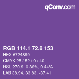 カラーコード: RGB 114.1 72.8 153 | qconv.com