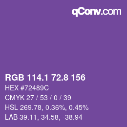 カラーコード: RGB 114.1 72.8 156 | qconv.com