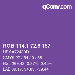 カラーコード: RGB 114.1 72.8 157 | qconv.com