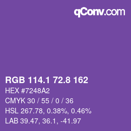 カラーコード: RGB 114.1 72.8 162 | qconv.com