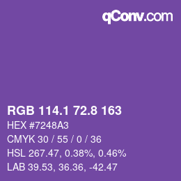 カラーコード: RGB 114.1 72.8 163 | qconv.com