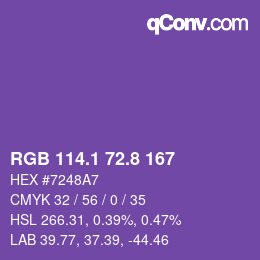 カラーコード: RGB 114.1 72.8 167 | qconv.com