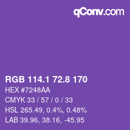 カラーコード: RGB 114.1 72.8 170 | qconv.com