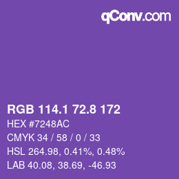 カラーコード: RGB 114.1 72.8 172 | qconv.com