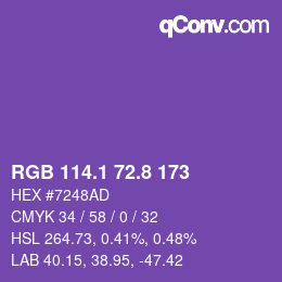 カラーコード: RGB 114.1 72.8 173 | qconv.com