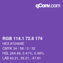 カラーコード: RGB 114.1 72.8 174 | qconv.com
