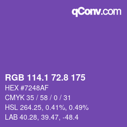 カラーコード: RGB 114.1 72.8 175 | qconv.com