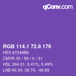カラーコード: RGB 114.1 72.8 176 | qconv.com