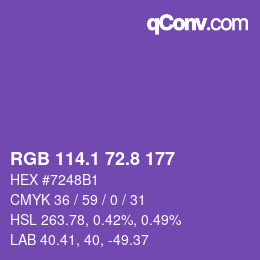 カラーコード: RGB 114.1 72.8 177 | qconv.com