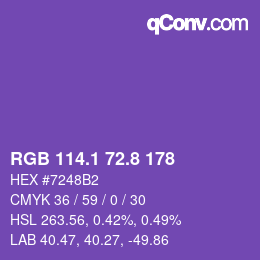 カラーコード: RGB 114.1 72.8 178 | qconv.com