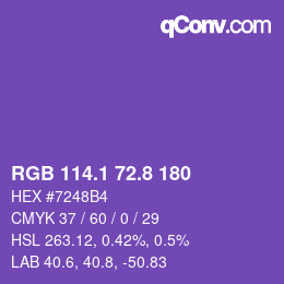 カラーコード: RGB 114.1 72.8 180 | qconv.com