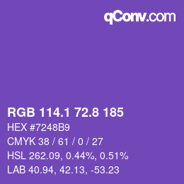 カラーコード: RGB 114.1 72.8 185 | qconv.com