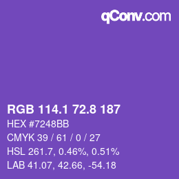 カラーコード: RGB 114.1 72.8 187 | qconv.com