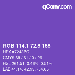 カラーコード: RGB 114.1 72.8 188 | qconv.com